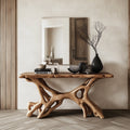 Rustic Handcrafted Solid Wood Console Table with Clean Lines