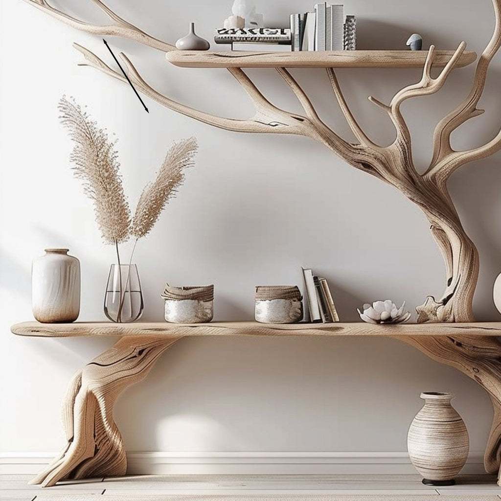 Driftwood Narrow Console Table with Tree Branch Bookshelf Base - view 3