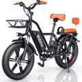 Electric Bike for Adults750W 30-70Miles 48V 15AH Removable Battery Ebike 20" x 4.0 Fat Tire Beach Commuting E-Bike 2 Seater W/Fork Suspension UL2849