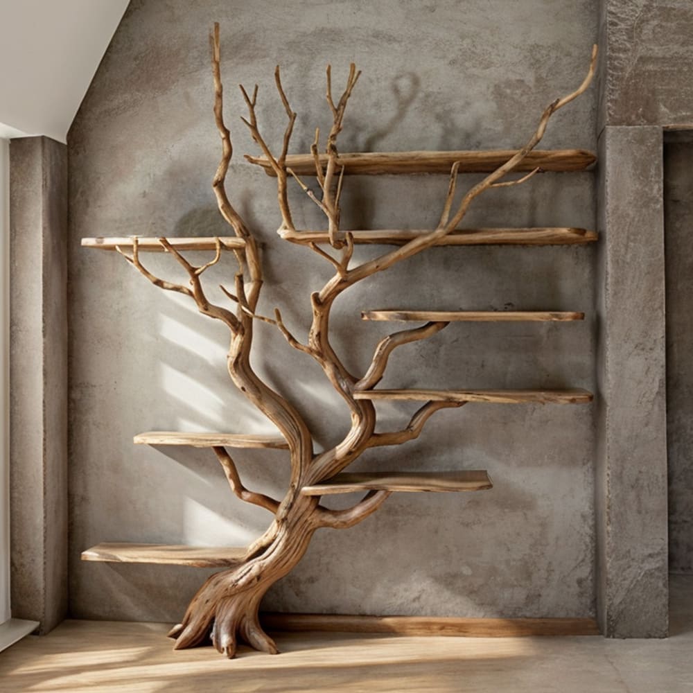 Driftwood Tree Branch Floating Bookshelf for Living Room Walls - view 2