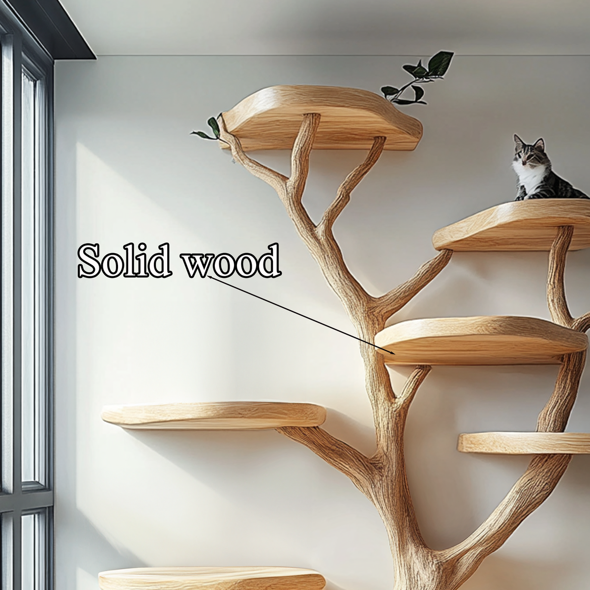 Rustic Natural Wood Cat Tree with Branch Platforms - view 3