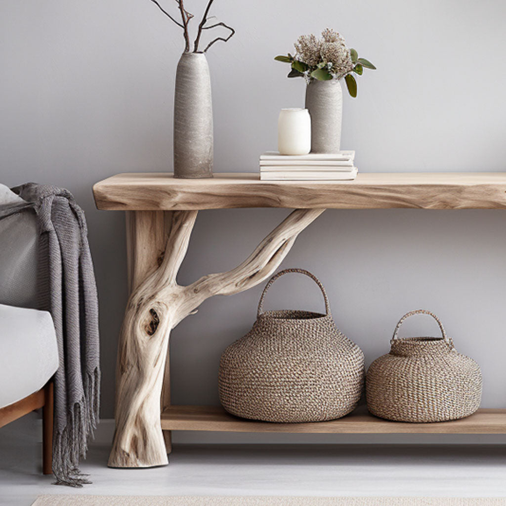 Rustic Modern Natural Wood Console Table with Clean Lines - view 3