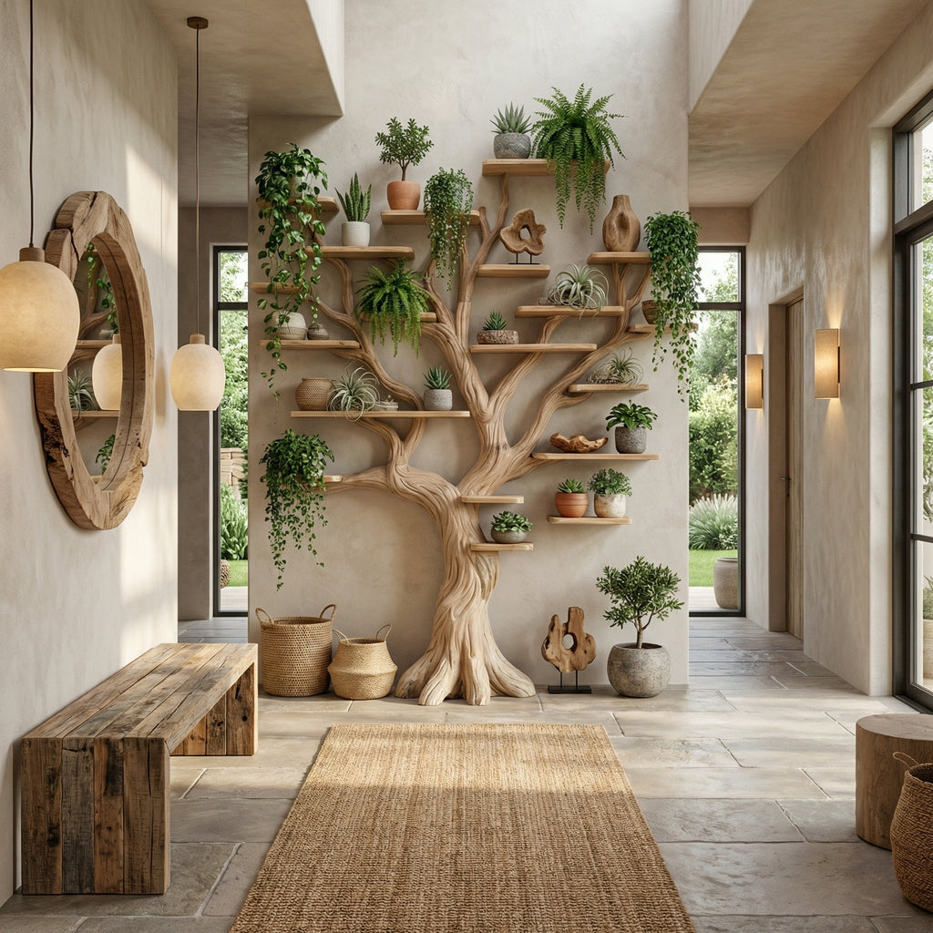 Tree Branch Floating Bookshelf with Natural Wood Shelves - view 2
