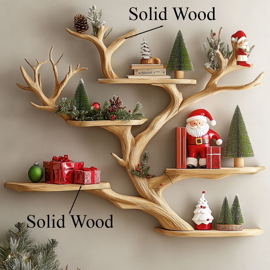Tree Branch Floating Corner Bookshelf in Handcrafted Wood - view 3
