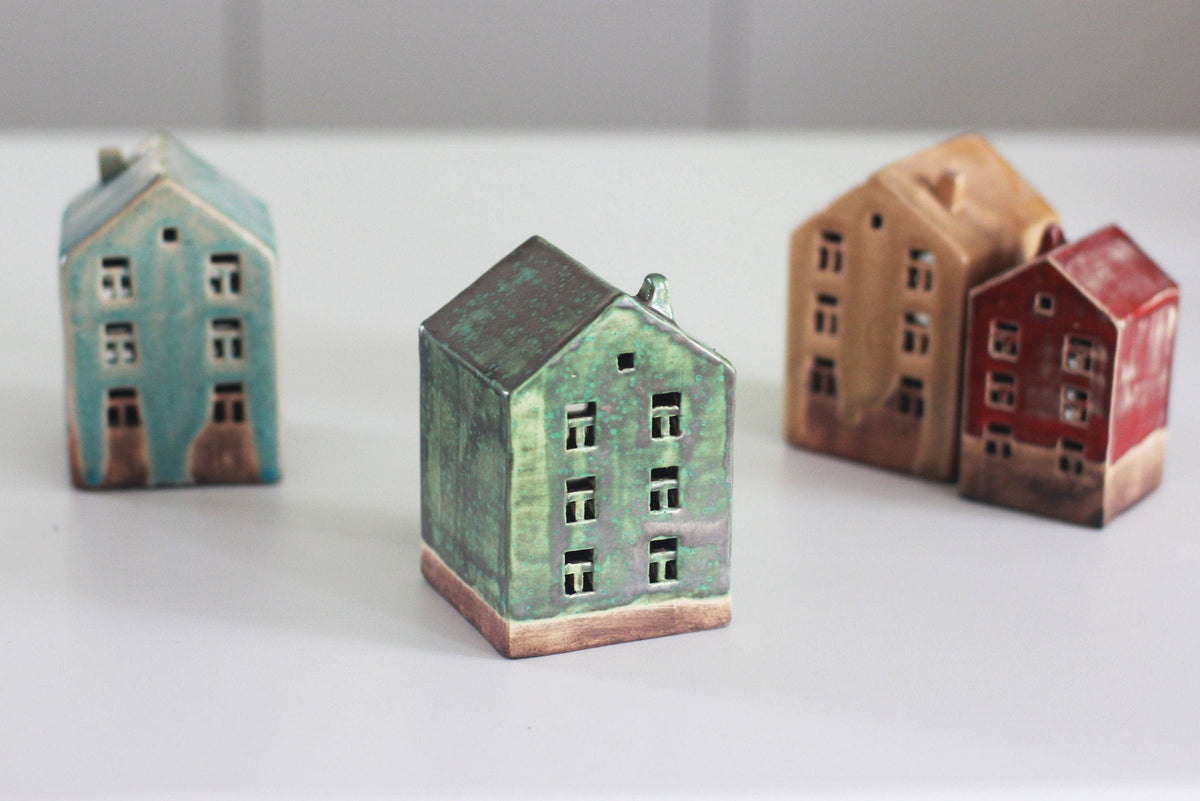 Pastel Green Pottery Candle House