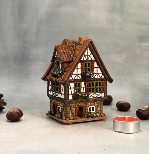Cottagecore Timbered House Tealight Holder
