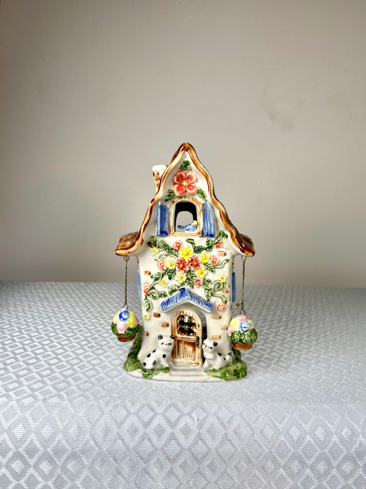 Vintage Cat Cottage Candle House