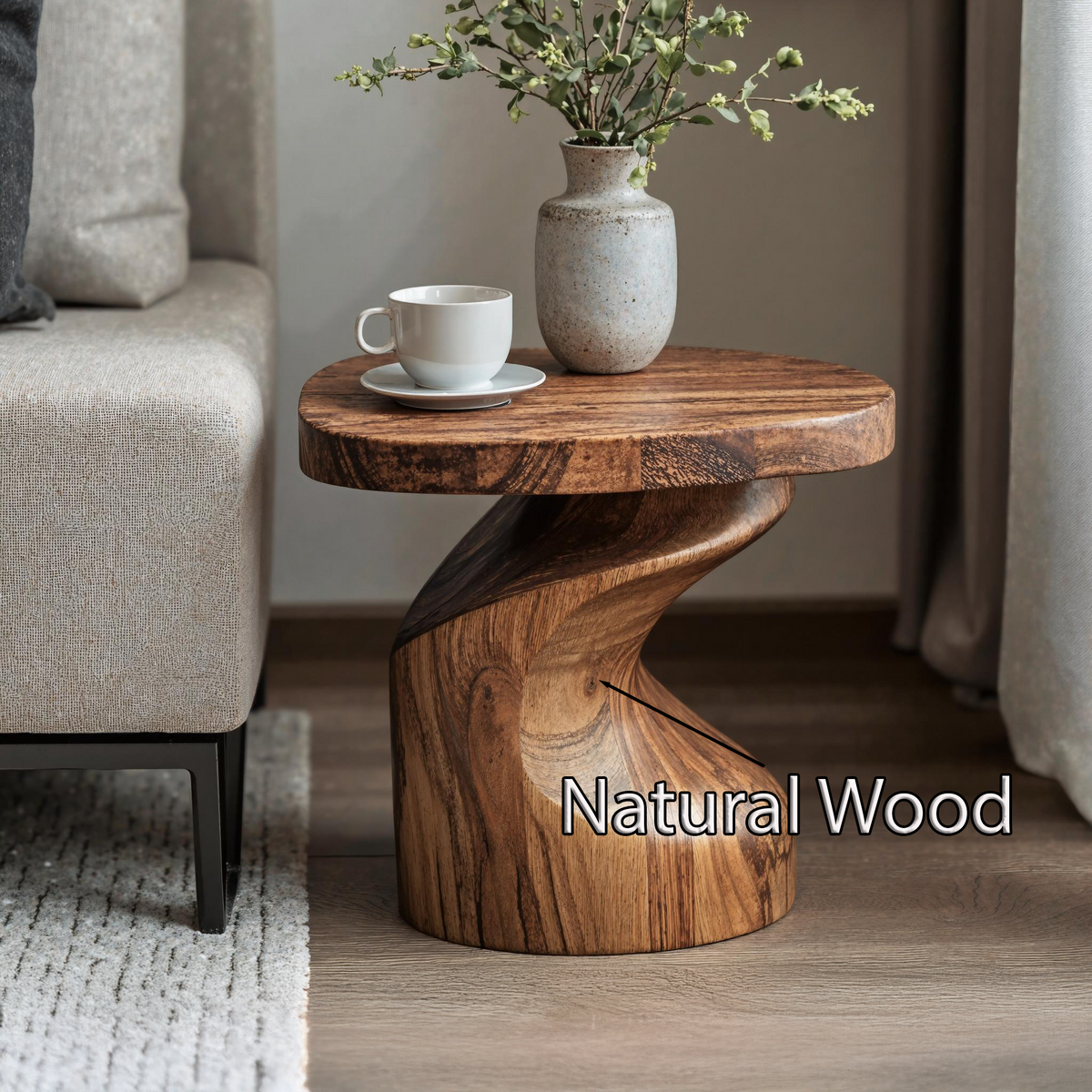Handcrafted Natural Wood End Table with Oil and Wax Finish - view 5
