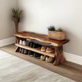 Farmhouse Solid Wood Entryway Shoe Bench with Live Edges