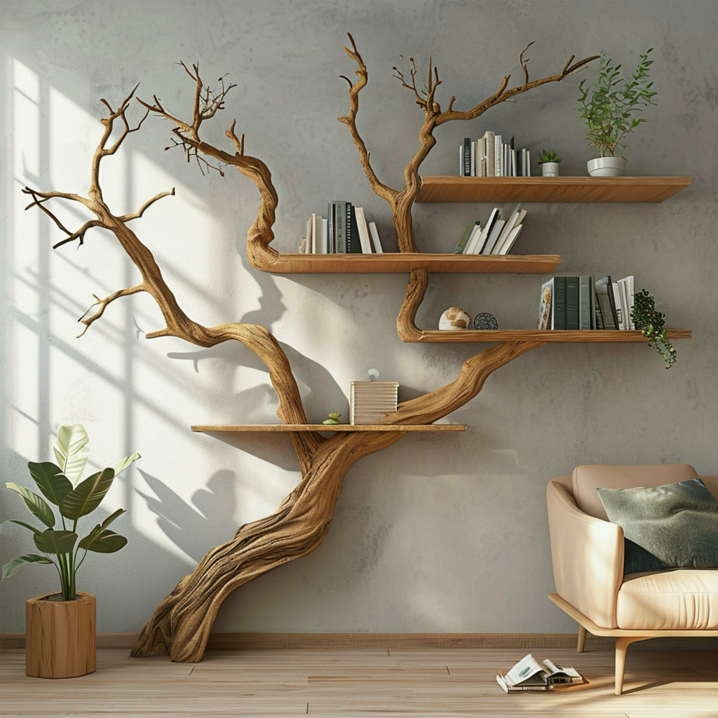 Tree Branch Wall Mounted Floating Bookshelf 80 x 80 Inch - view 2
