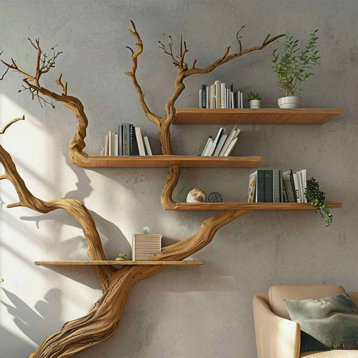 Tree Branch Wall Mounted Floating Bookshelf 80 x 80 Inch - view 4