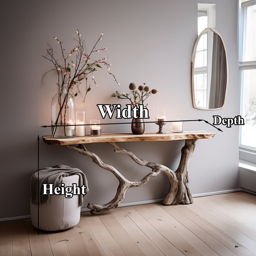 Live Edge Solid Wood Console Side Table with Floating Top - view 6