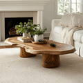 Modern Solid Wood Coffee Table with Natural Oil and Wax Finish