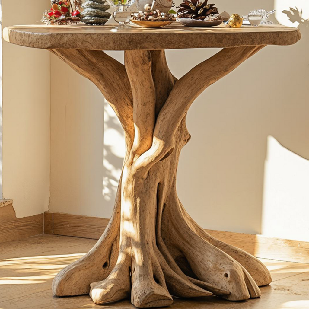 Rustic Solid Wood Live Edge End Table with Natural Wax Finish - view 3