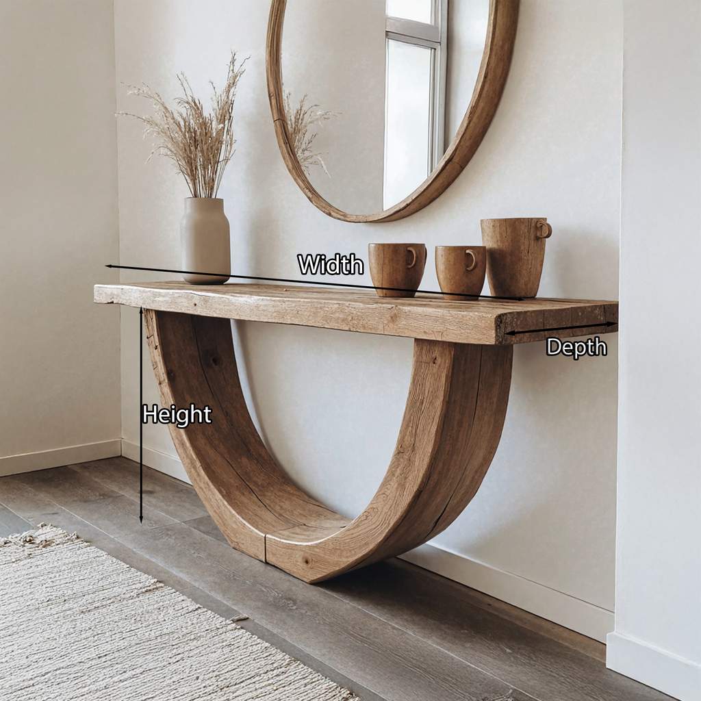 Narrow Live Edge Solid Wood Console Table in Brown - view 6